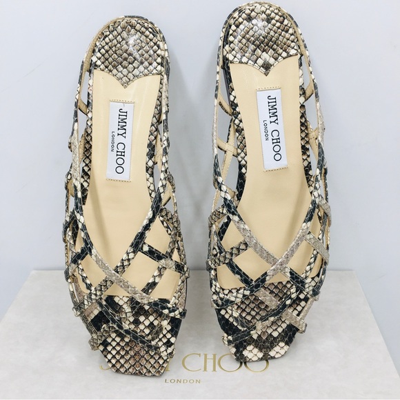 Jimmy Choo- SAI FLAT- Natural Snake Printed Leather - Picture 2 of 15